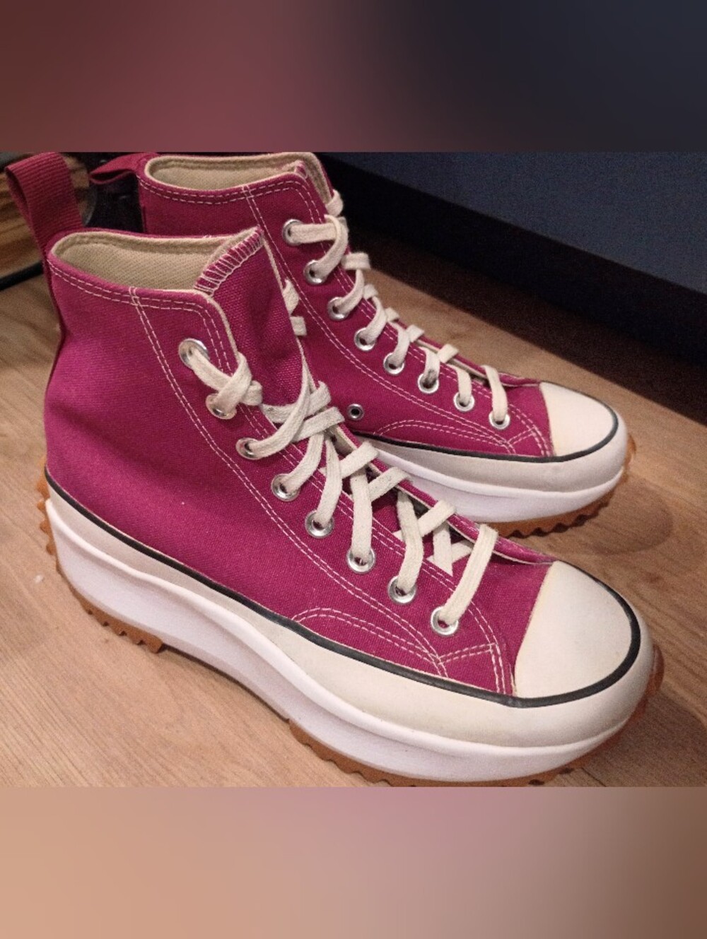 Converse Run Star High Tops in Midnight Hibiscus 8 - Picture 5 of 6